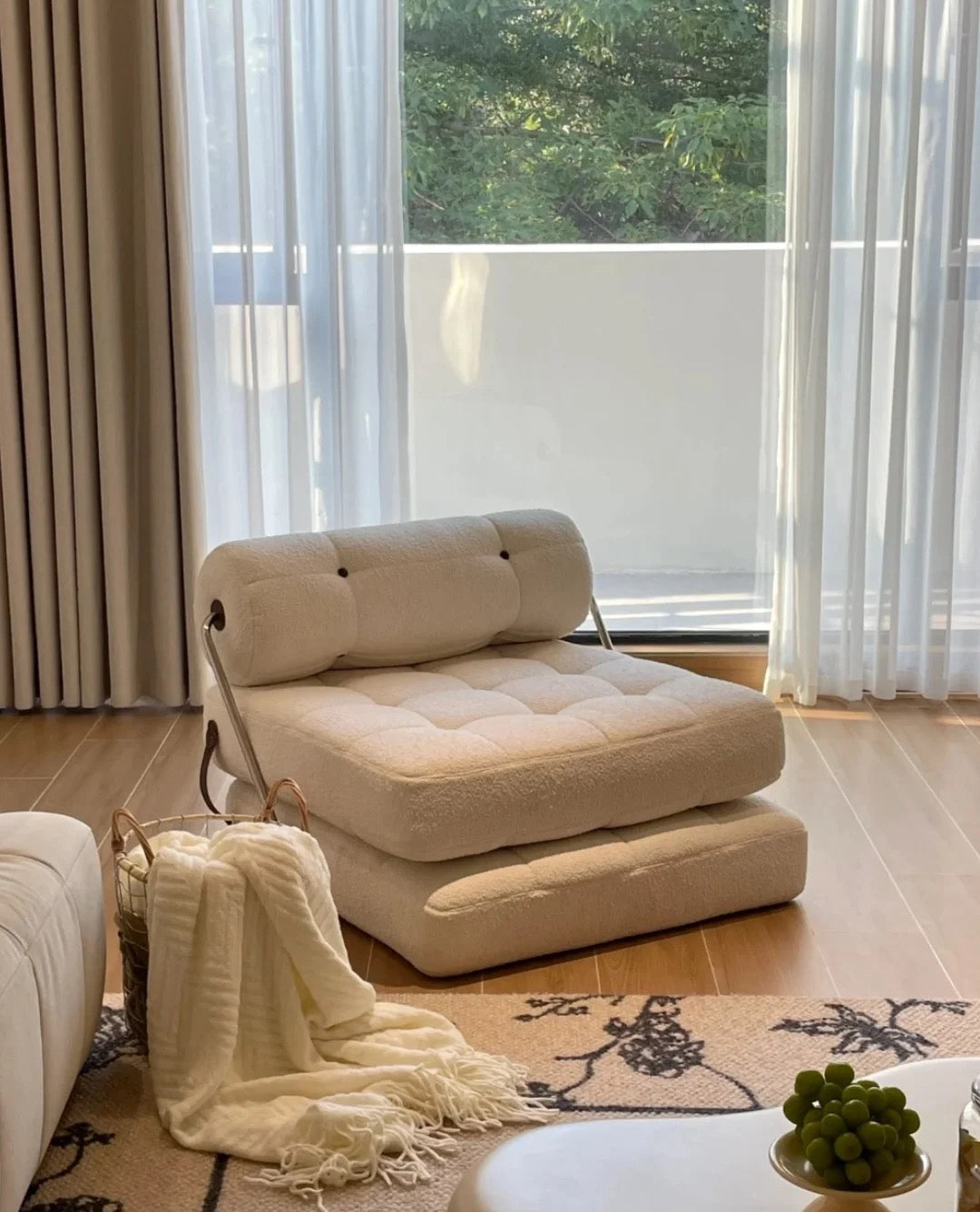 🛋️Fabric single foldable sofa, Nordic style home lazy small apartment comfortable sofa bed