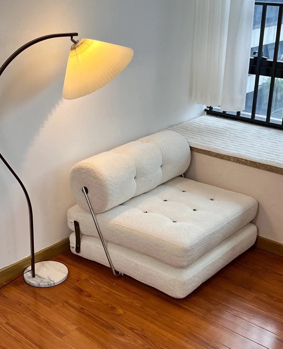 🛋️Fabric single foldable sofa, Nordic style home lazy small apartment comfortable sofa bed