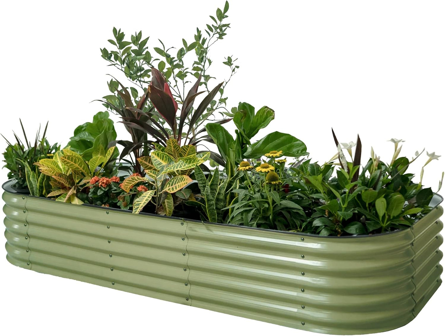 ✨Outdoor raised garden bed kit for vegetables and flowers, 17-inch high, 8-foot x 2-foot metal raised flower bed