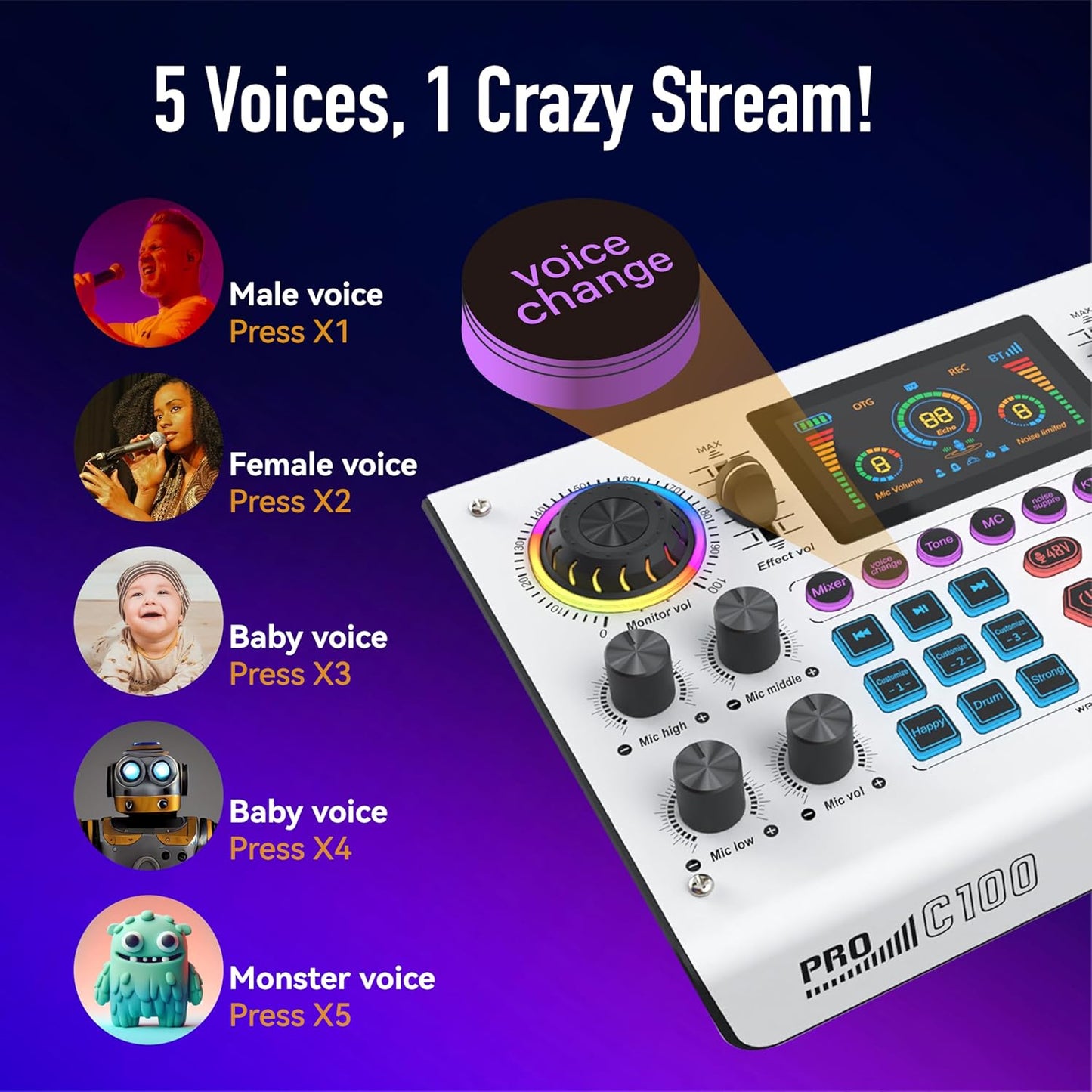 🎵Mixing Console Sound Card Microphone Kit - Smart Noise Cancellation, Voice Effects, Long-Lasting Battery, Cross-Platform