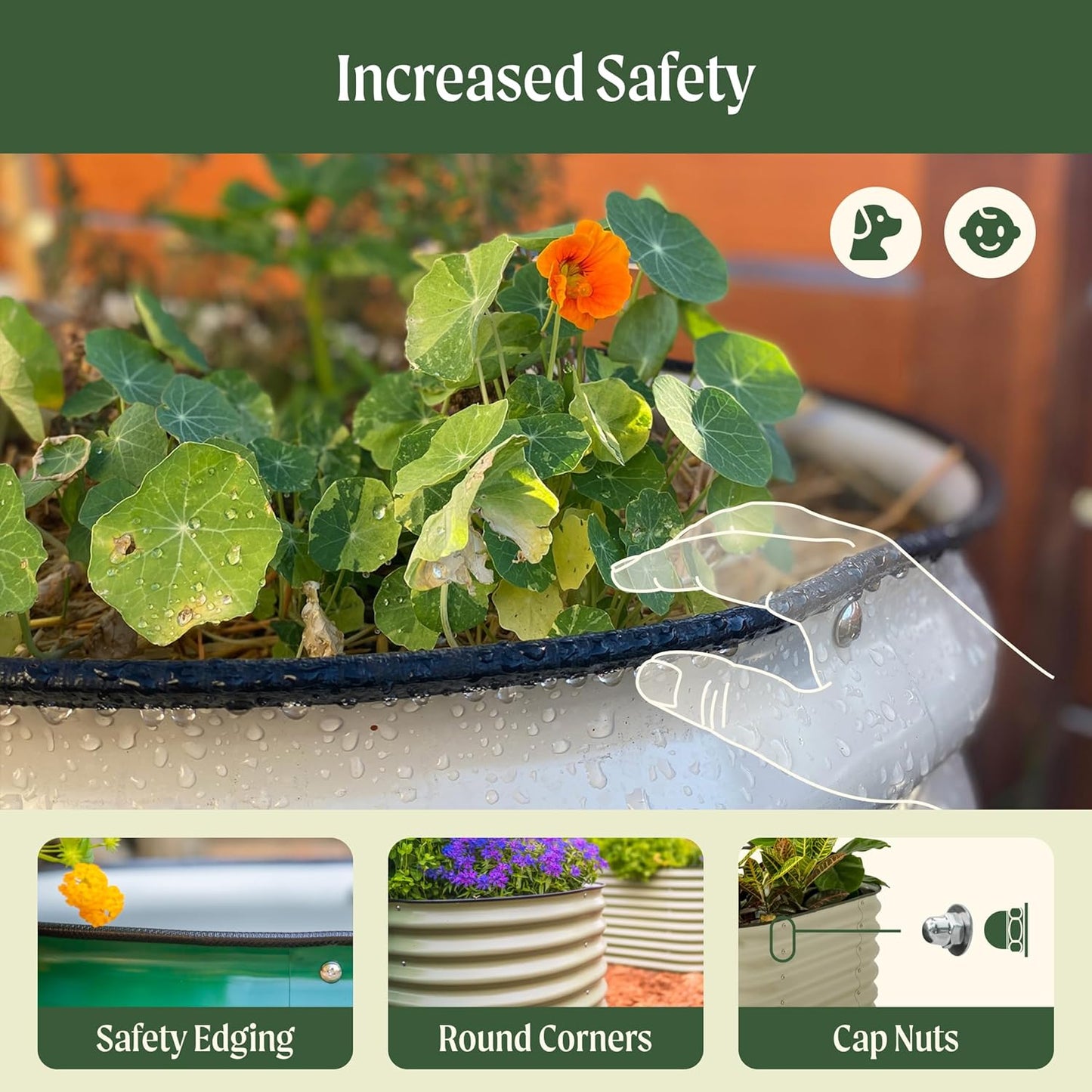 ✨Outdoor raised garden bed kit for vegetables and flowers, 17-inch high, 8-foot x 2-foot metal raised flower bed