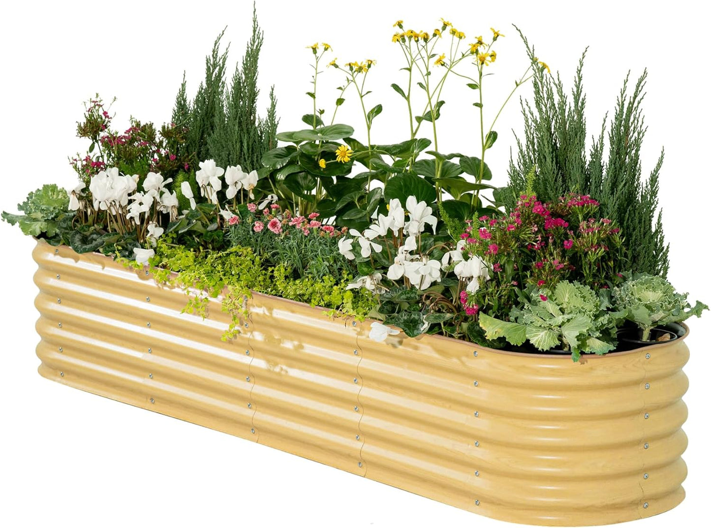 ✨Outdoor raised garden bed kit for vegetables and flowers, 17-inch high, 8-foot x 2-foot metal raised flower bed