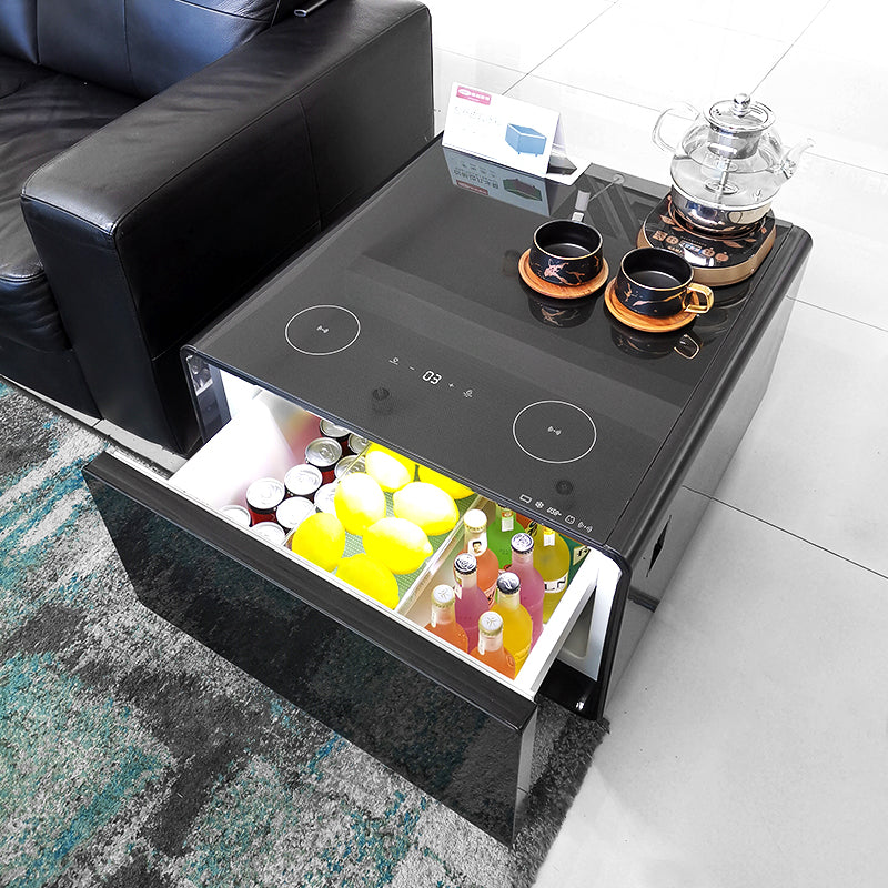 Coffee table with refrigerator, smart sensor light