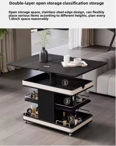 ✨Multifunctional Convertible Lift-Top Coffee Table☕Living Room Adjustable Home Sofa Small Apartment Side Cabinet Foldable Solid Wood Small Trolley