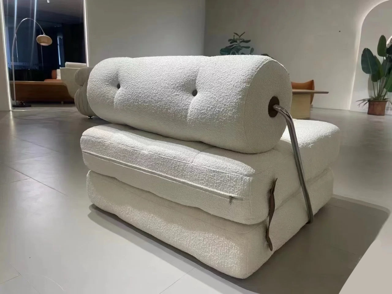 🛋️Fabric single foldable sofa, Nordic style home lazy small apartment comfortable sofa bed