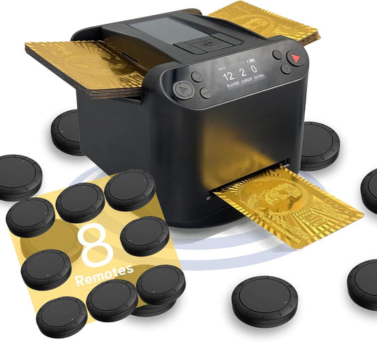 🃏All-in-one automatic shuffler and programmable dealer with remote control, ultra-quiet, rechargeable, 360° rotation, accommodates up to 12 players, and is suitable for all card games