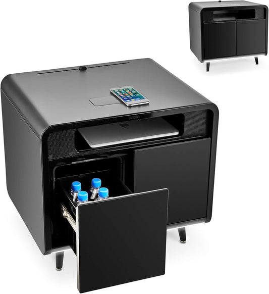 ✨Smart side table with refrigerated drawer, wireless charging and Bluetooth speaker