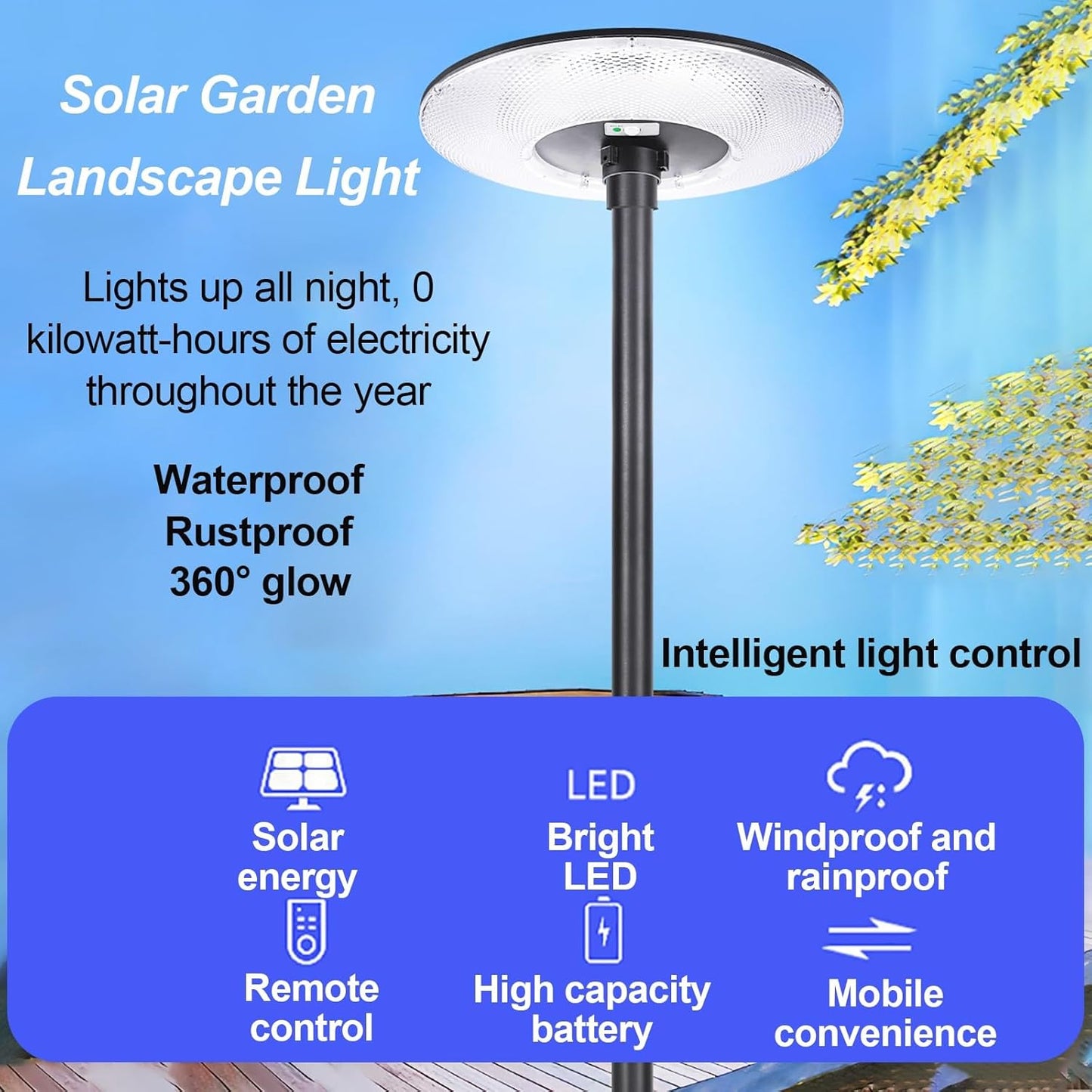 🎉Solar Waterproof Dish Moving & Lifting Outdoor LED Floor Lamps