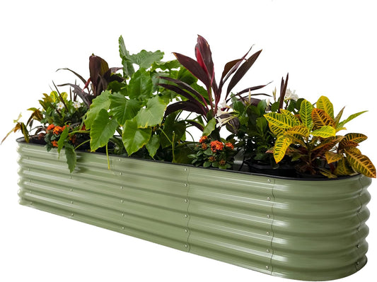 ✨Outdoor raised garden bed kit for vegetables and flowers, 17-inch high, 8-foot x 2-foot metal raised flower bed