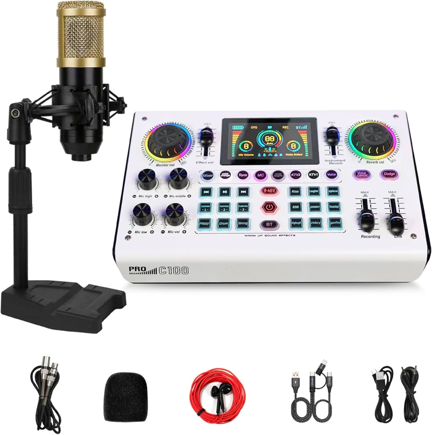 🎵Mixing Console Sound Card Microphone Kit - Smart Noise Cancellation, Voice Effects, Long-Lasting Battery, Cross-Platform