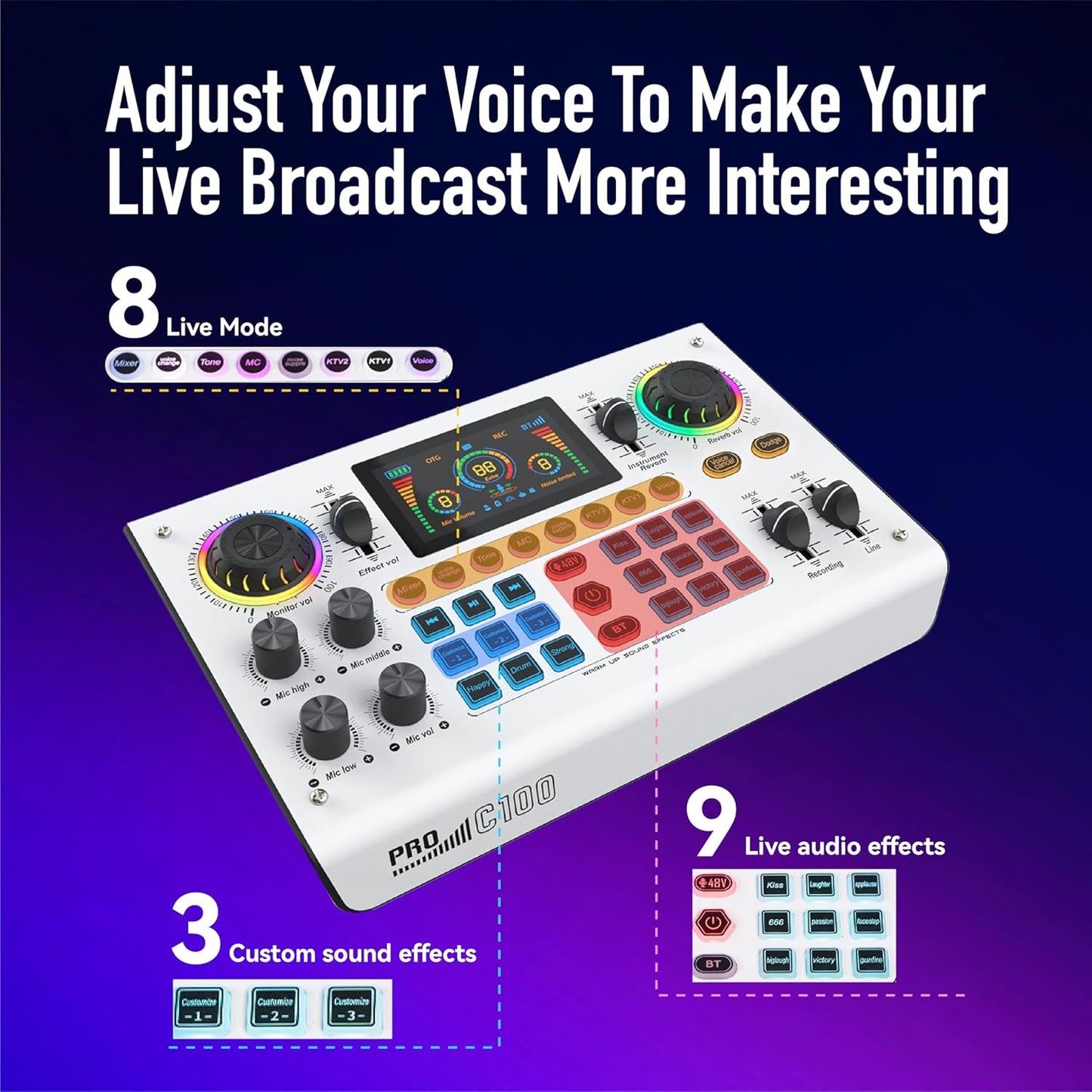 🎵Mixing Console Sound Card Microphone Kit - Smart Noise Cancellation, Voice Effects, Long-Lasting Battery, Cross-Platform
