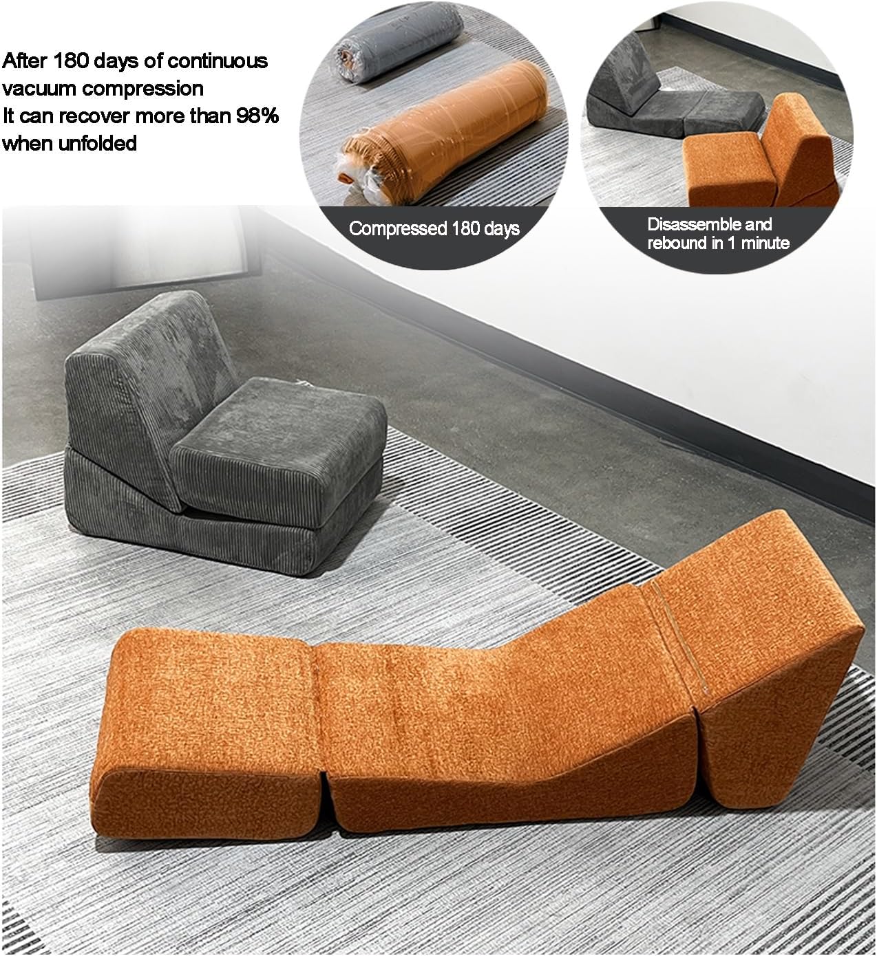 🛋️Boxed compression sofa, folding sofa bed, portable folding chair bed, comfortable floor sofa lounge chair