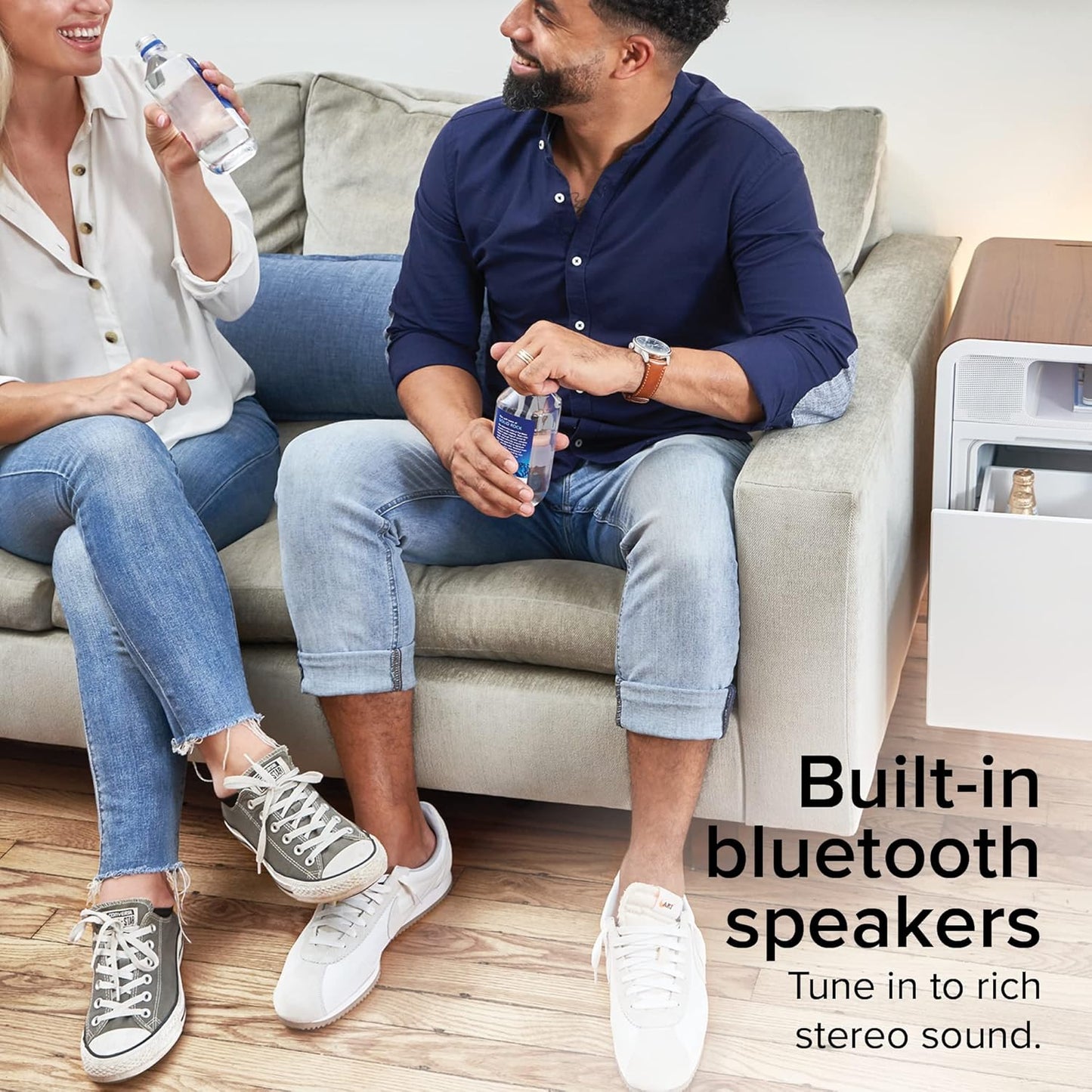 ✨Smart side table with refrigerated drawer, wireless charging and Bluetooth speaker