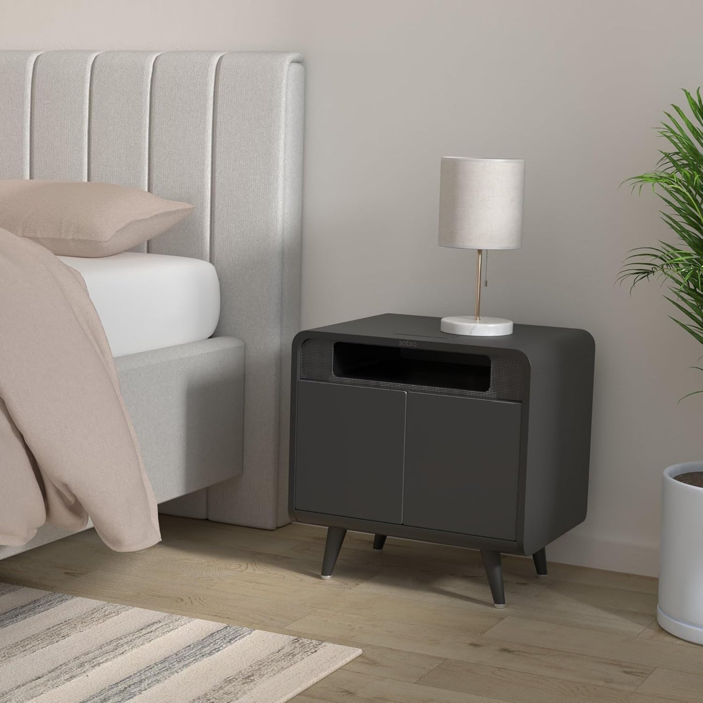 ✨Smart side table with refrigerated drawer, wireless charging and Bluetooth speaker