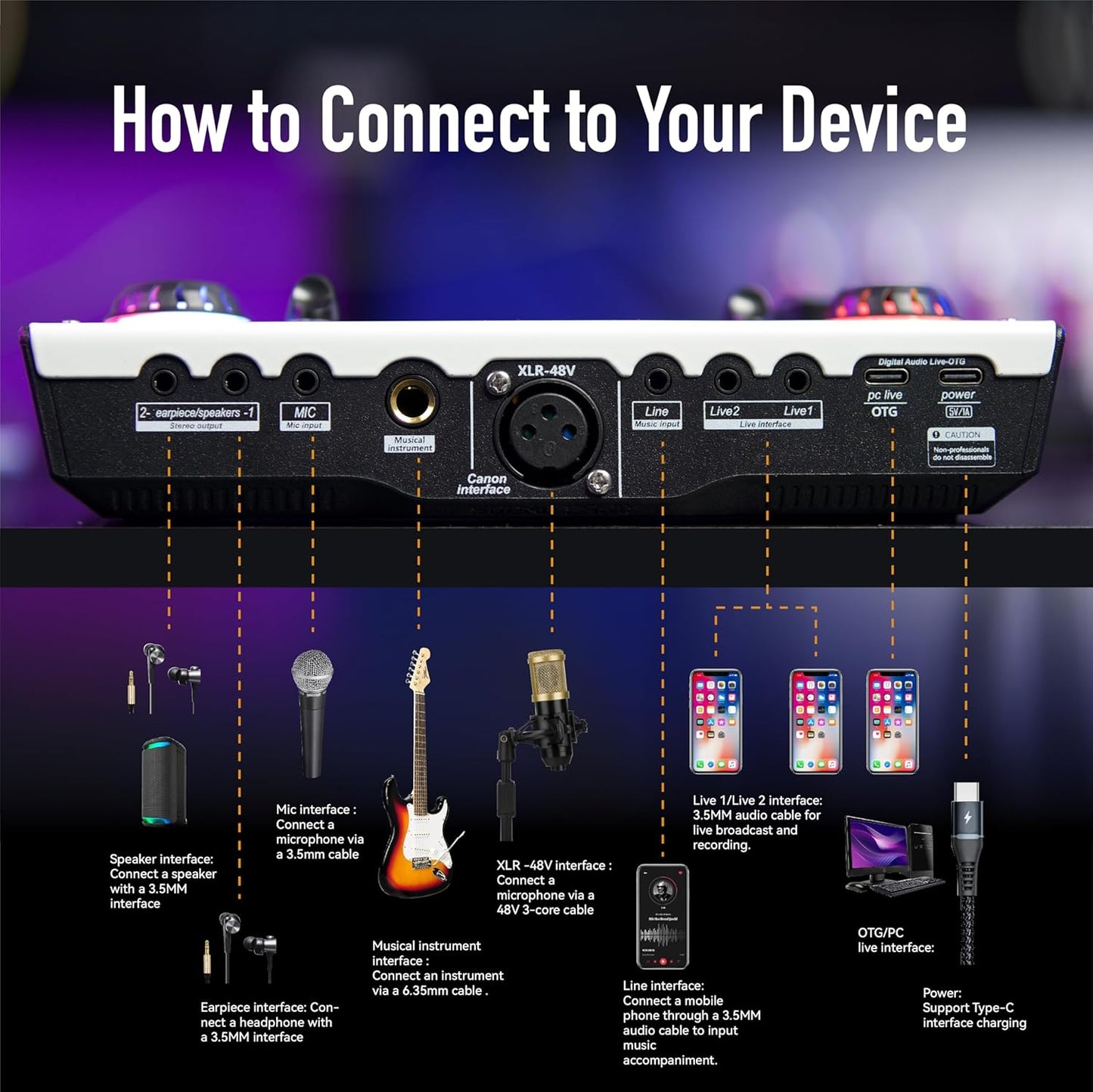 🎵Mixing Console Sound Card Microphone Kit - Smart Noise Cancellation, Voice Effects, Long-Lasting Battery, Cross-Platform